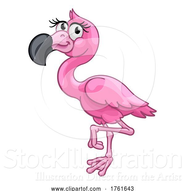 Vector Illustration of Cartoon Pink Flamingo Bird Animal Illustration