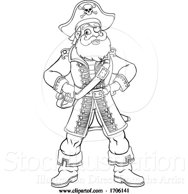 Vector Illustration of Cartoon Pirate Captain Character Mascot