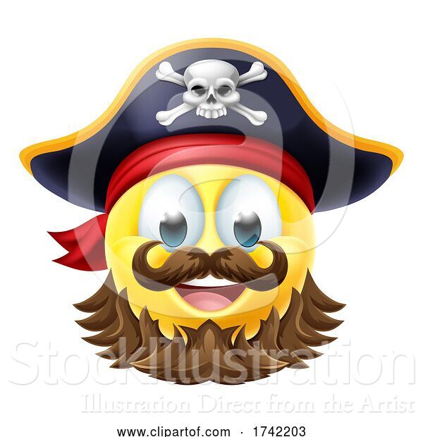 Vector Illustration of Cartoon Pirate Emoticon Face