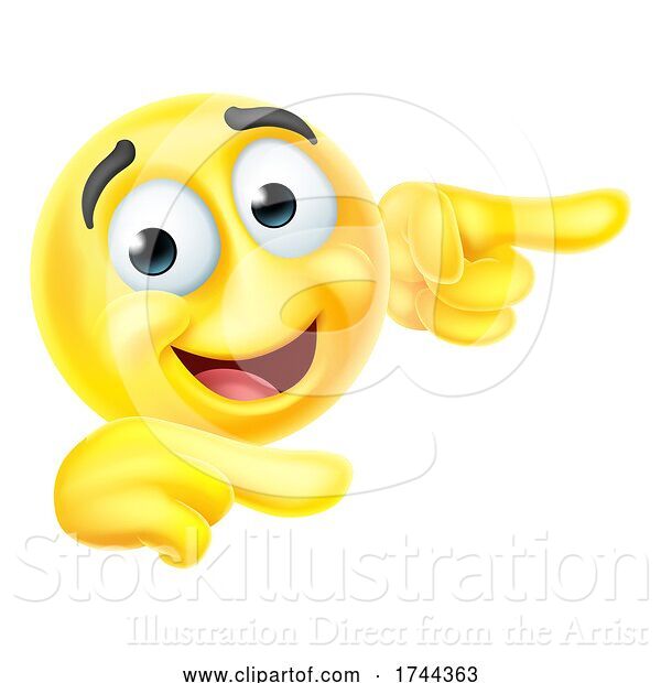 Vector Illustration of Cartoon Pointing Emoticon Emoji Face Icon