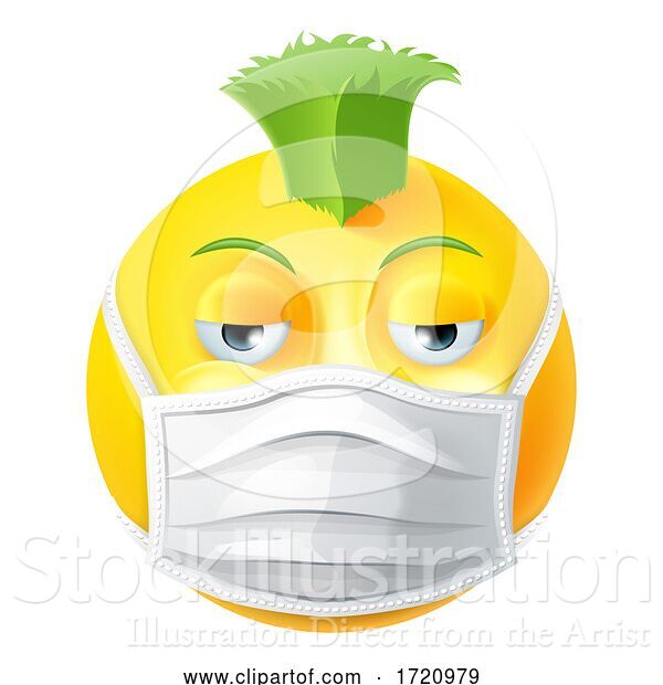 Vector Illustration of Cartoon Punk Emoticon Emoji PPE Medical Mask Face Icon