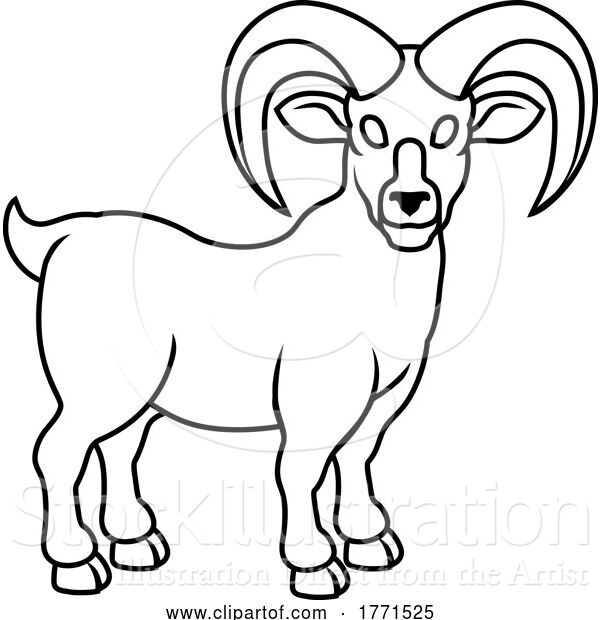 Vector Illustration of Cartoon Ram Goat Chinese Zodiac Horoscope Animal Year Sign