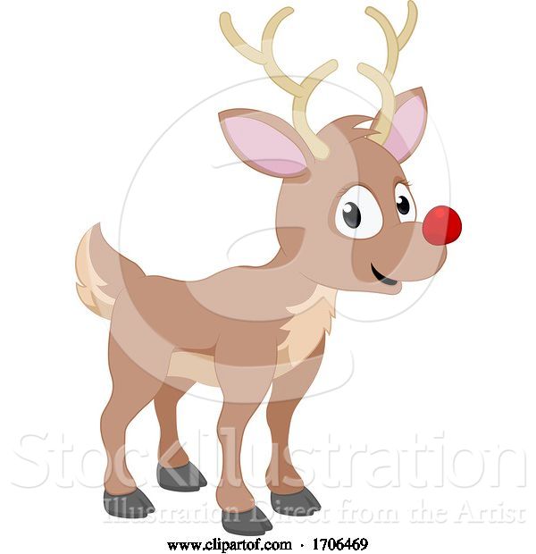 Vector Illustration of Cartoon Reindeer Christmas Santa Deer