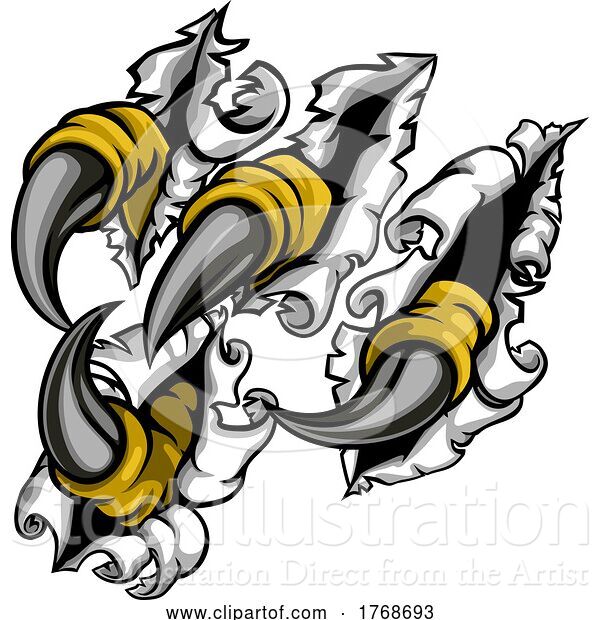 Vector Illustration of Cartoon Ripping Tearing Monster Dinosaur Eagle Claw Talons