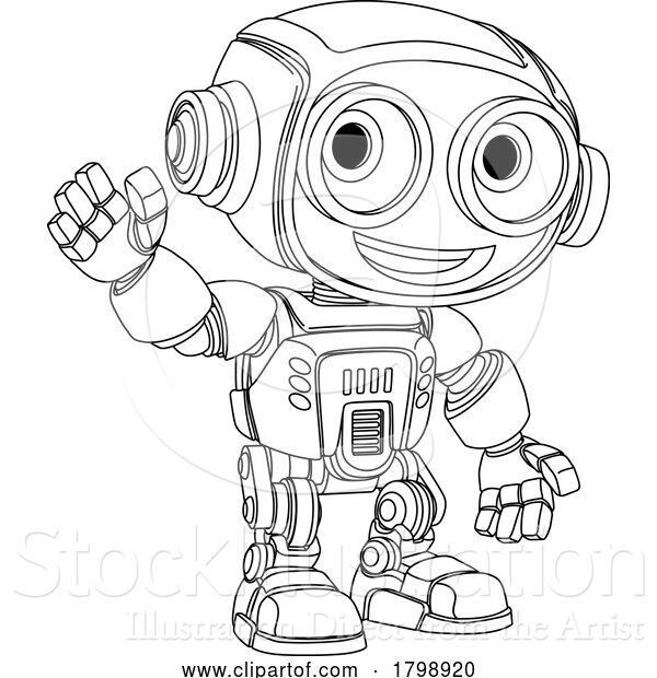 Vector Illustration of Cartoon Robot Mascot Cute Fun Alien Character Guy