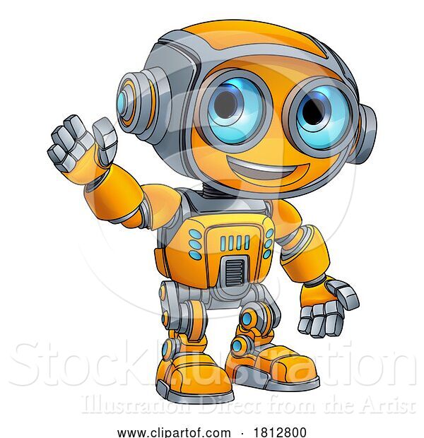 Vector Illustration of Cartoon Robot Mascot Cute Fun Alien Character Guy