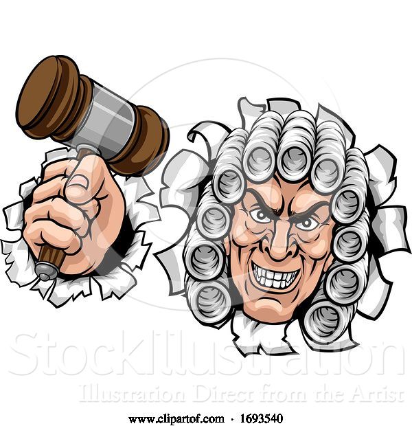 Vector Illustration of Cartoon Scary Judge Character