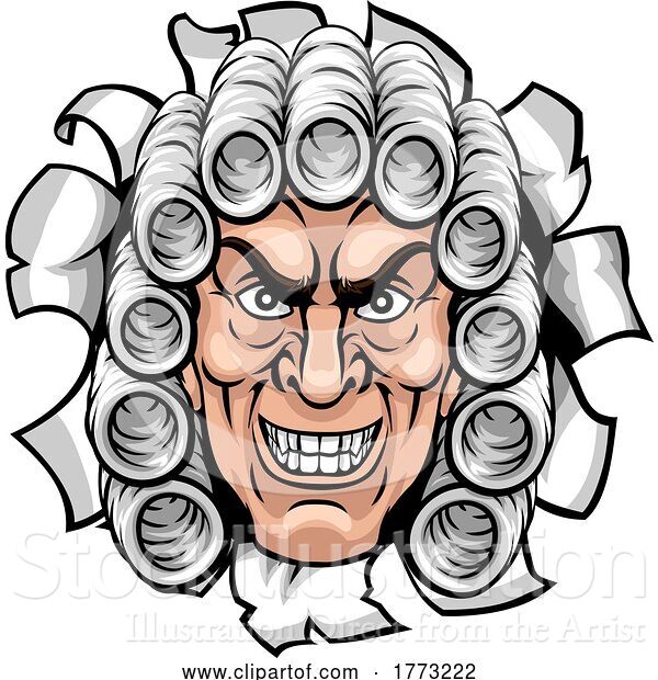 Vector Illustration of Cartoon Scary Judge Character