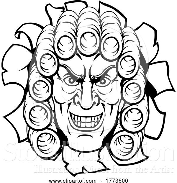 Vector Illustration of Cartoon Scary Judge Character