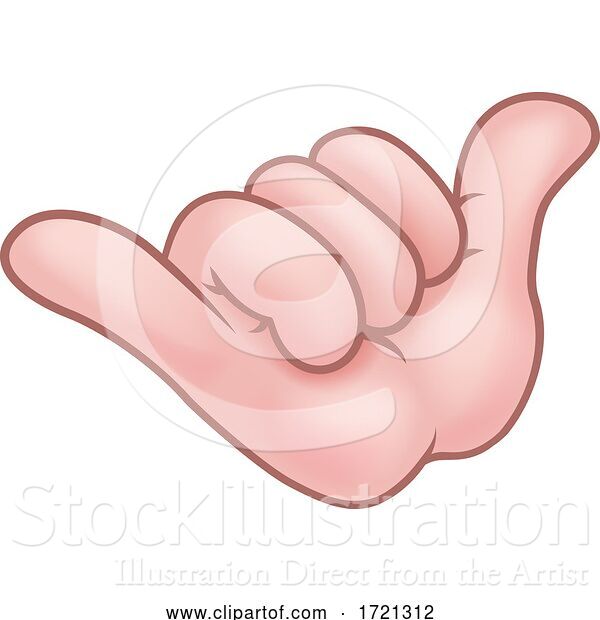 Vector Illustration of Cartoon Shaka Hand Gesture Sign Symbol