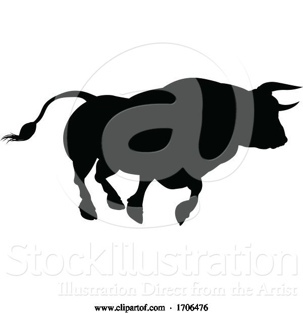 Vector Illustration of Cartoon Silhouette Bull