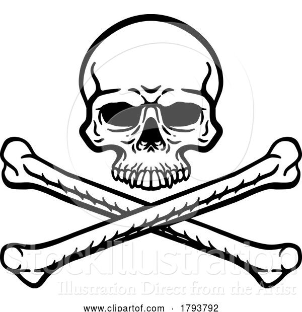 Vector Illustration of Cartoon Skull and Crossbones Pirate Grim Reaper Cartoon