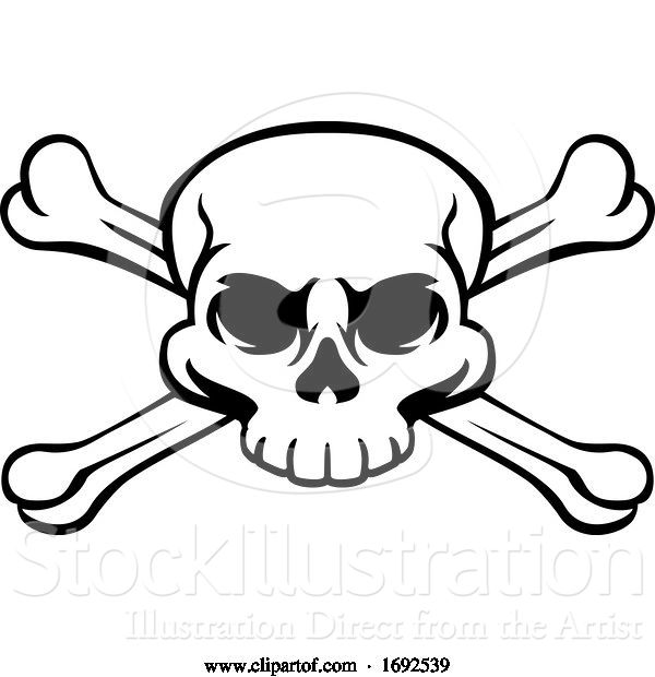 Vector Illustration of Cartoon Skull and Crossbones Pirate Jolly Roger