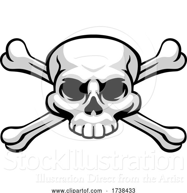 Vector Illustration of Cartoon Skull and Crossbones Pirate Jolly Roger