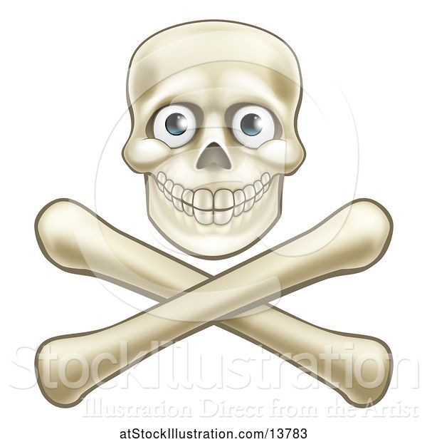 Vector Illustration of Cartoon Skull over Crossbones