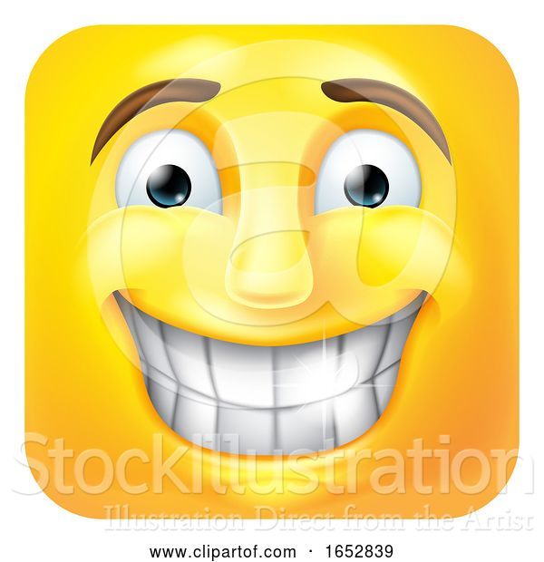 Vector Illustration of Cartoon Smiling Emoji Emoticon Icon 3D Character