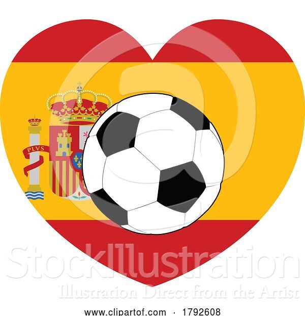 Vector Illustration of Cartoon Spain Spanish Flag Soccer Football Heart