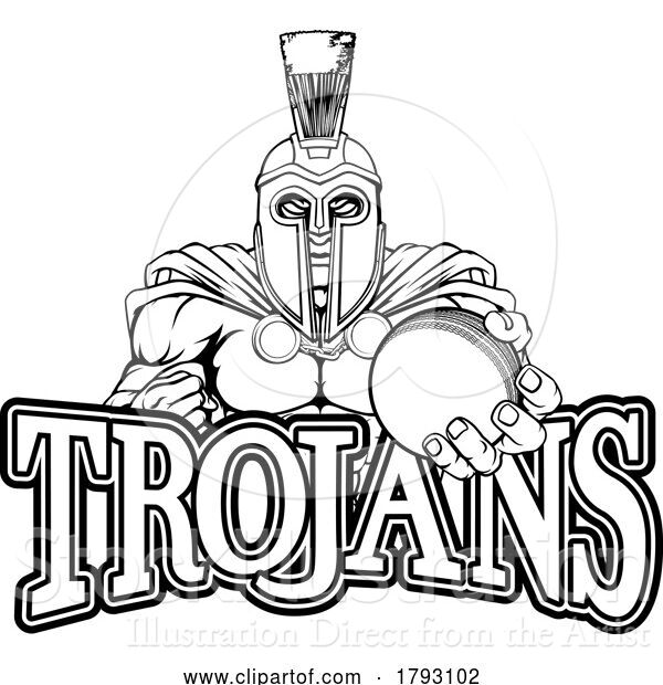 Vector Illustration of Cartoon Spartan Trojan Cricket Sports Mascot