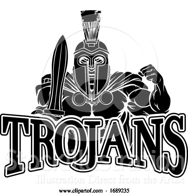 Vector Illustration of Cartoon Spartan Trojan Sports Mascot