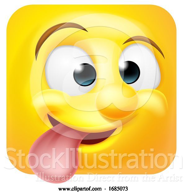 Vector Illustration of Cartoon Square Emoticon Sticking His Tongue out