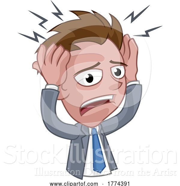 Vector Illustration of Cartoon Stressed or Headache Businessman Cartoon