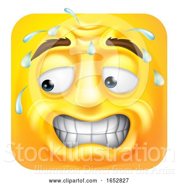 Vector Illustration of Cartoon Sweating Worried Emoji Emoticon Icon Cartoon