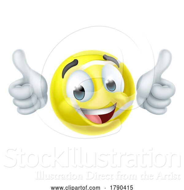 Vector Illustration of Cartoon Tennis Ball Emoticon Face Emoji Icon