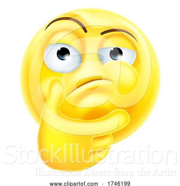 Vector Illustration of Cartoon Thinking Emoticon Emoji Icon Character