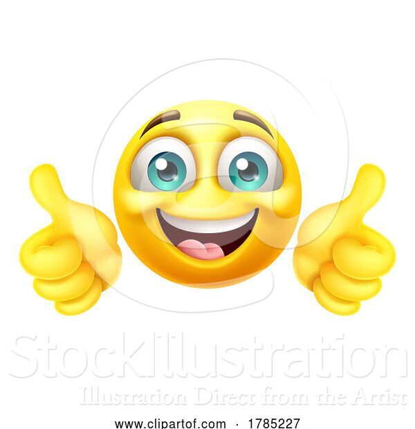 Vector Illustration of Cartoon Thumbs up Emoji Emoticon Face Icon