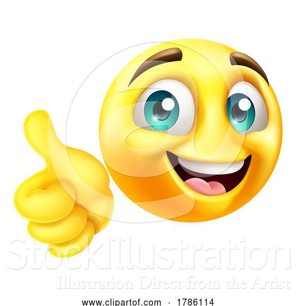 Vector Illustration of Cartoon Thumbs up Emoji Emoticon Face Icon