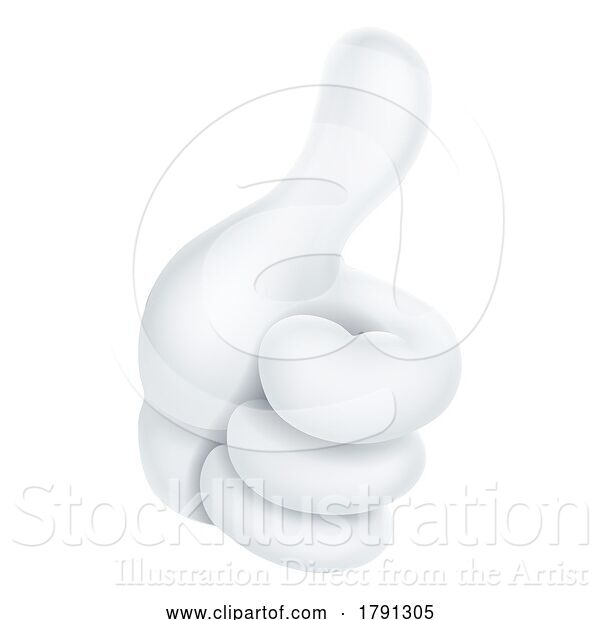 Vector Illustration of Cartoon Thumbs up Hand like White Glove Icon