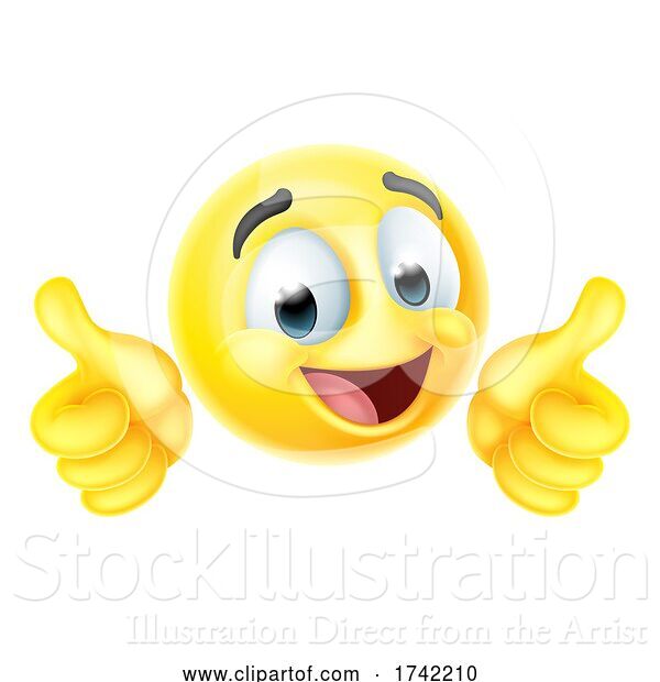 Vector Illustration of Cartoon Thumbs up Happy Emoticon Face