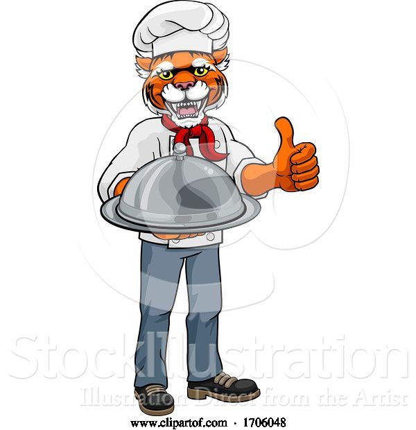 Vector Illustration of Cartoon Tiger Chef Mascot Character