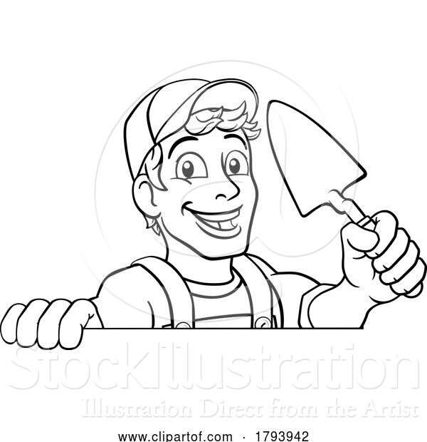 Vector Illustration of Cartoon Trowel Construction Site Builder Handyman