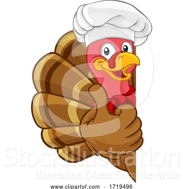 Vector Illustration of Cartoon Turkey Chef Thanksgiving or Christmas Cartoon