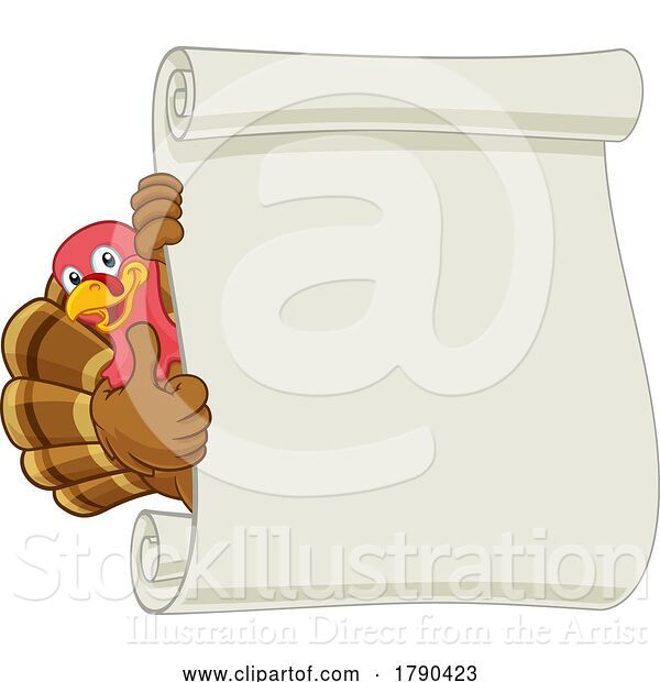 Vector Illustration of Cartoon Turkey Scroll Background