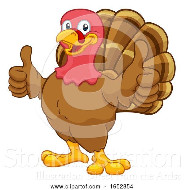 Vector Illustration of Cartoon Turkey Thanksgiving or Christmas Character