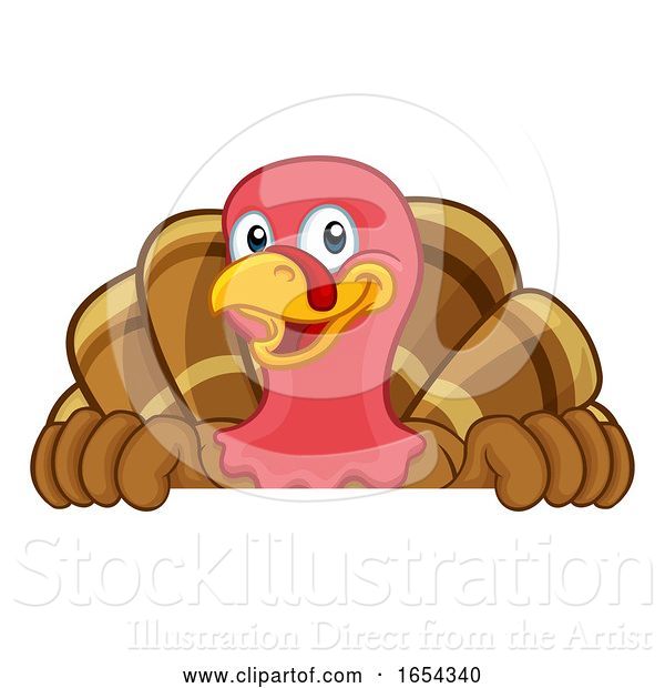 Vector Illustration of Cartoon Turkey Thanksgiving or Christmas Character