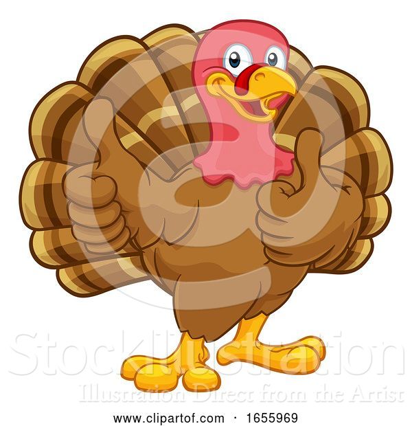 Vector Illustration of Cartoon Turkey Thanksgiving or Christmas Character