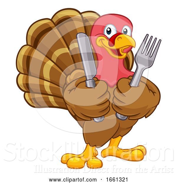Vector Illustration of Cartoon Turkey Thanksgiving or Christmas Character