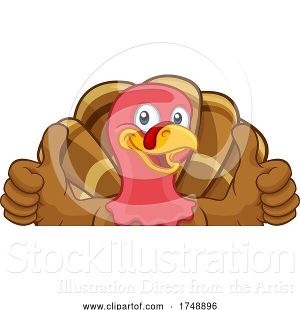 Vector Illustration of Cartoon Turkey Thanksgiving or Christmas Character