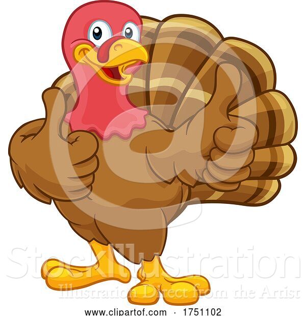 Vector Illustration of Cartoon Turkey Thanksgiving or Christmas Character