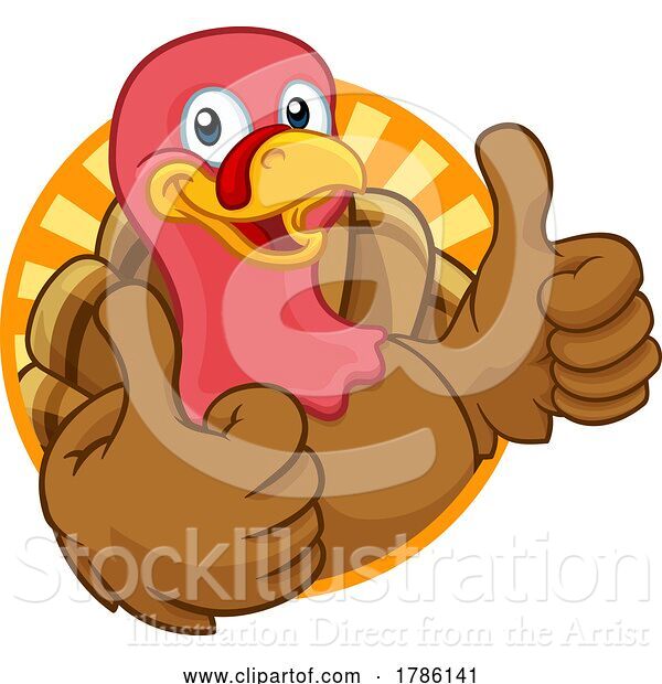 Vector Illustration of Cartoon Turkey Thanksgiving or Christmas Character