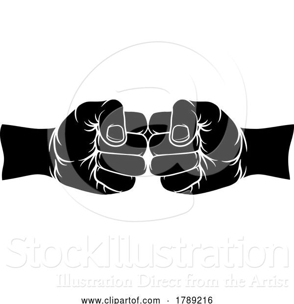 Vector Illustration of Cartoon Two Fists Clenched Fist Bump Punch