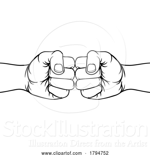 Vector Illustration of Cartoon Two Fists Clenched Fist Bump Punch