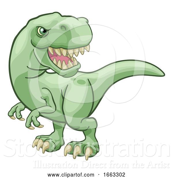 Vector Illustration of Cartoon Tyrannosaurus T Rex Dinosaur Character