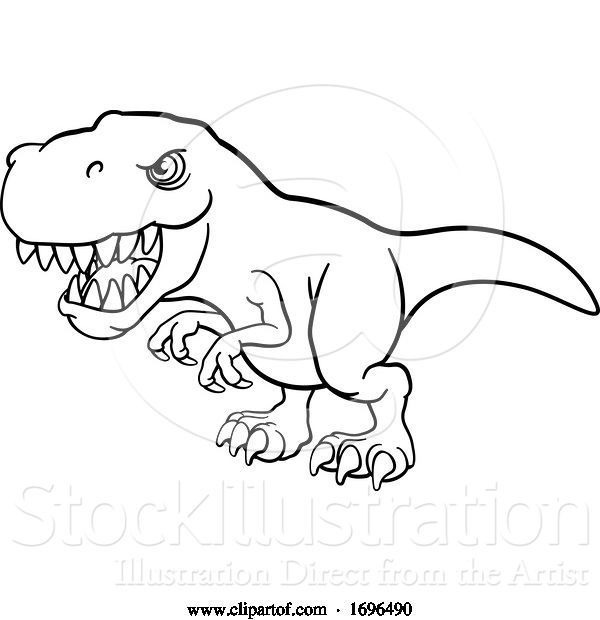 Vector Illustration of Cartoon Tyrannosaurus T Rex Dinosaur Character