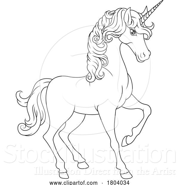 Vector Illustration of Cartoon Unicorn Horn Horse Animal Mascot from Myth