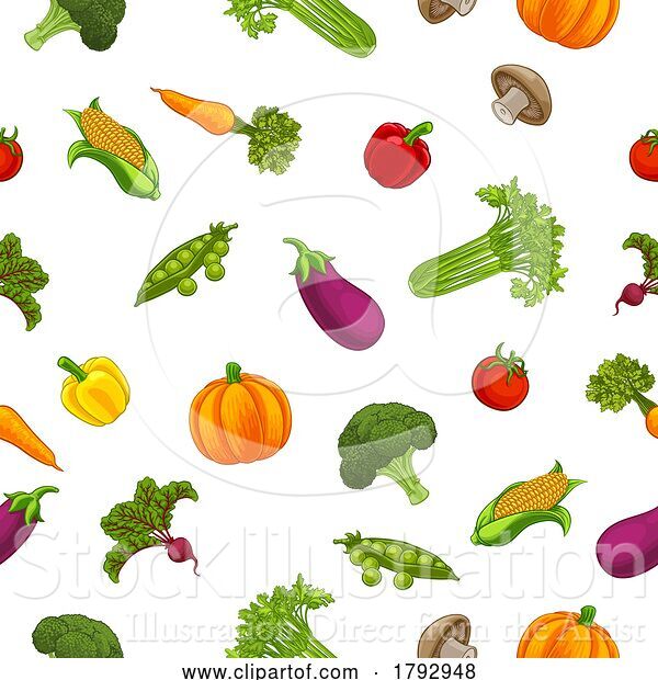 Vector Illustration of Cartoon Vegetable Background Seamless Pattern Print Design