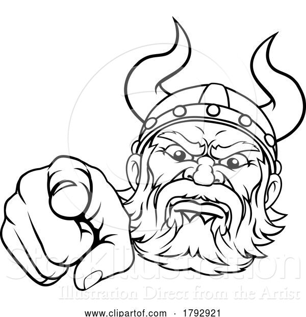 Vector Illustration of Cartoon Viking Mascot Character Pointing